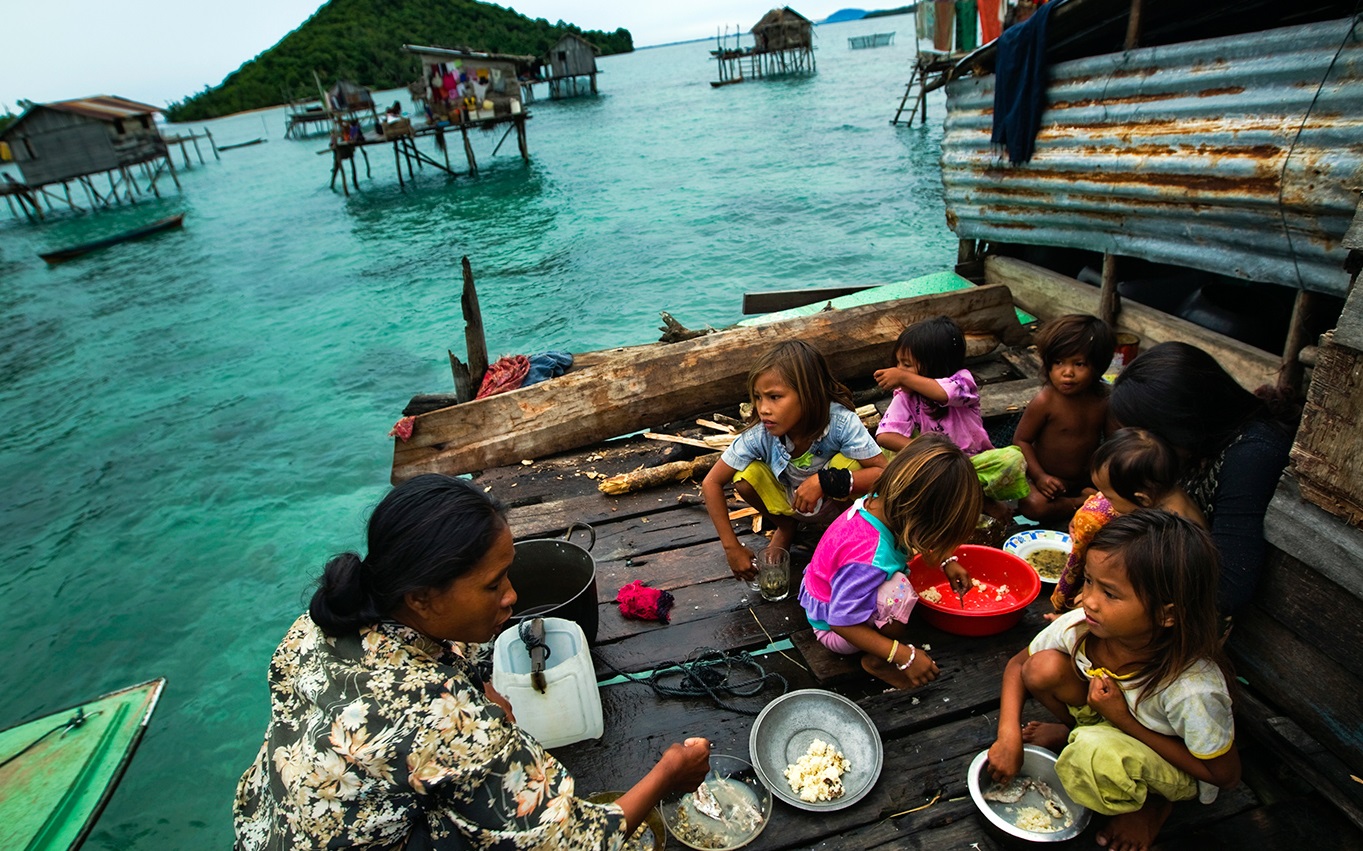 life of bajau tribe at the sea
