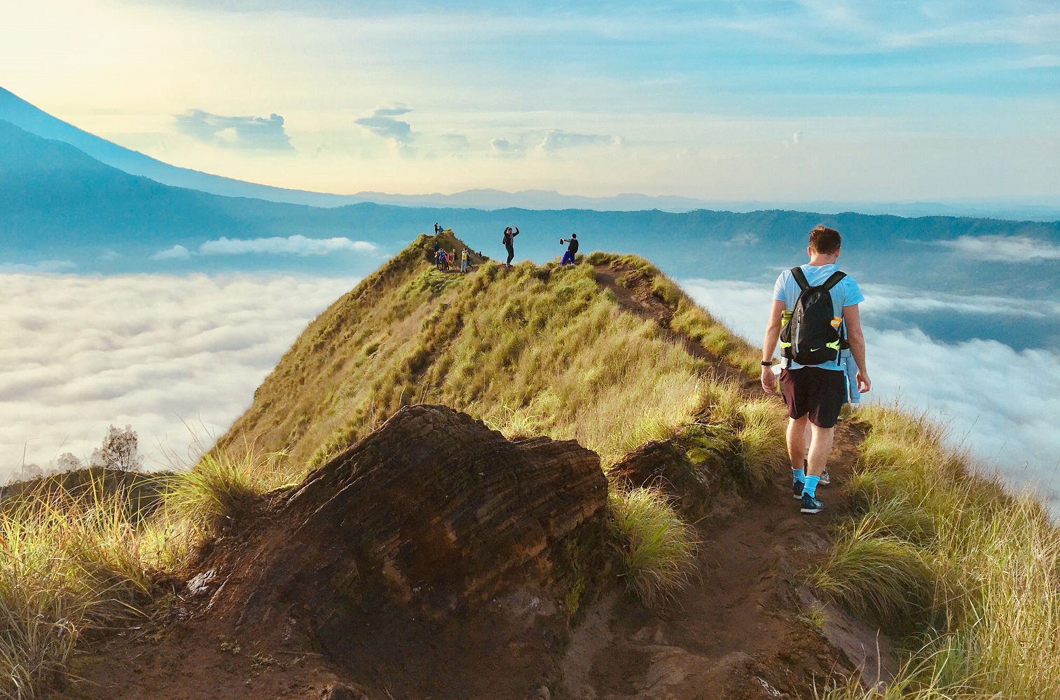 hiking in mount batur for ecotourism activity