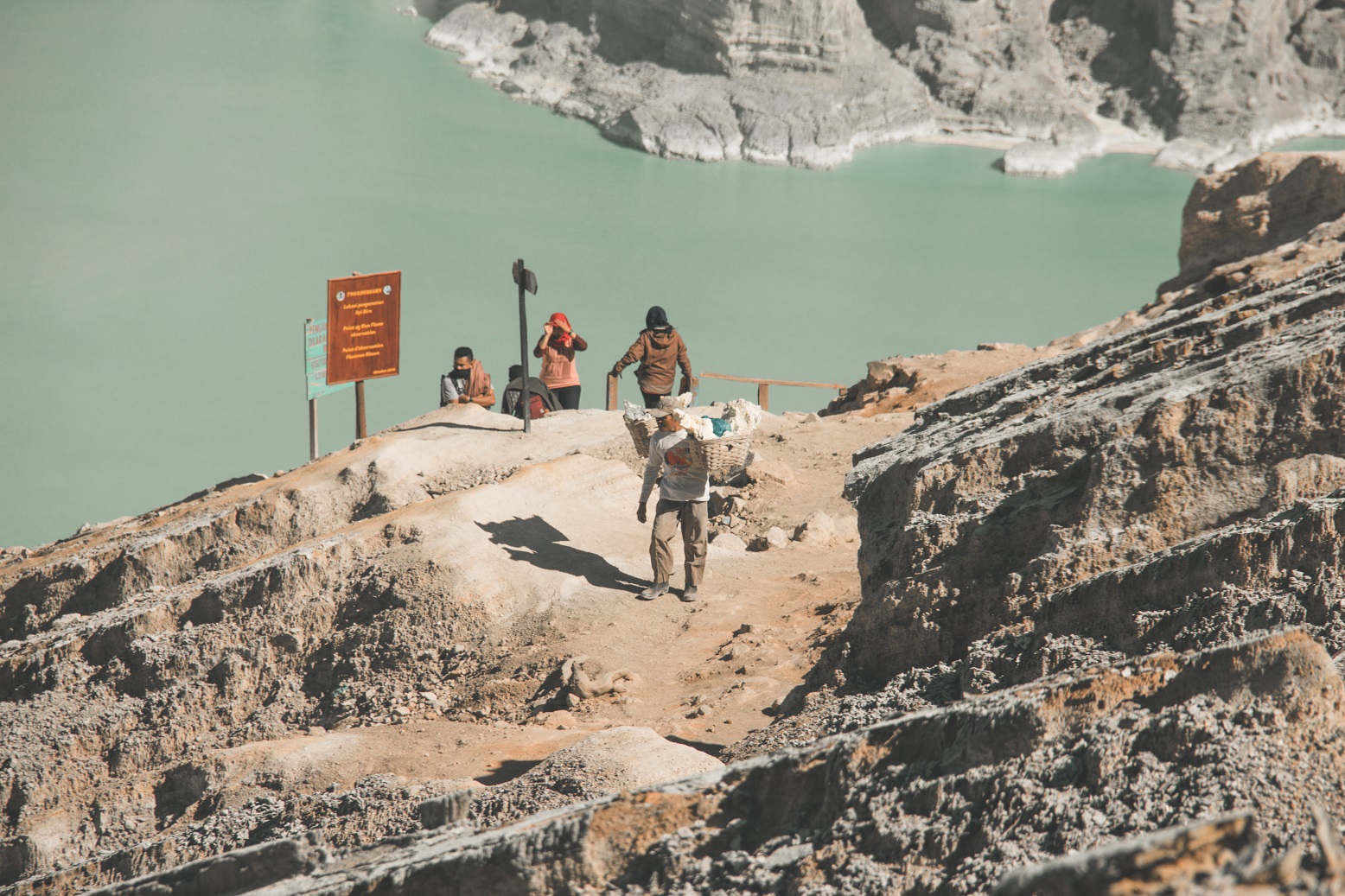 sulfur miner of ijen volcano