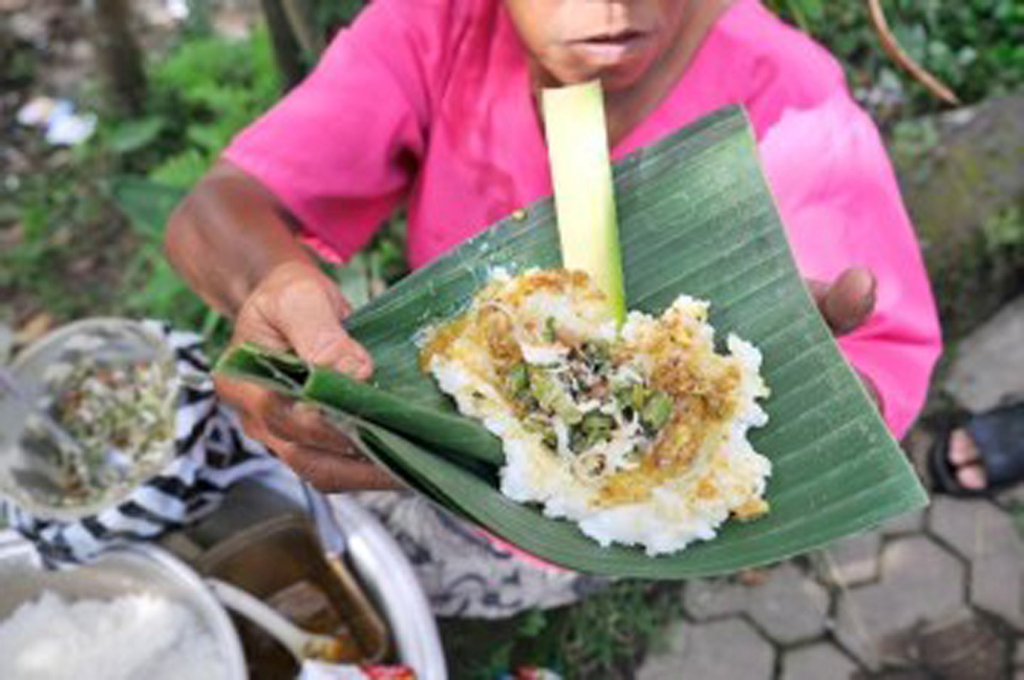 Tepeng rice is a traditional Balinese food from Gianyar region