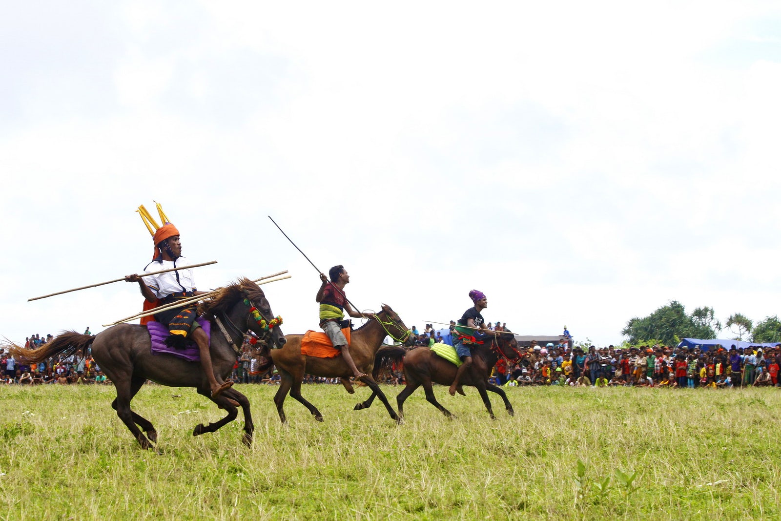 Pasola is a traditional war game between two groups of equestrian 'troops' who throw javelins