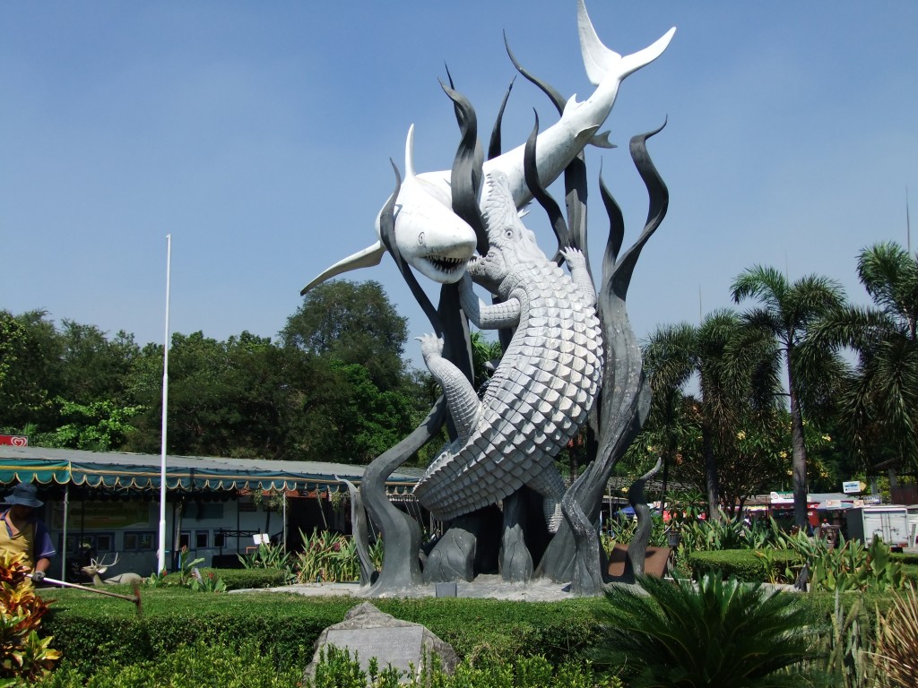 The Shark and Crocodile statue in surabaya