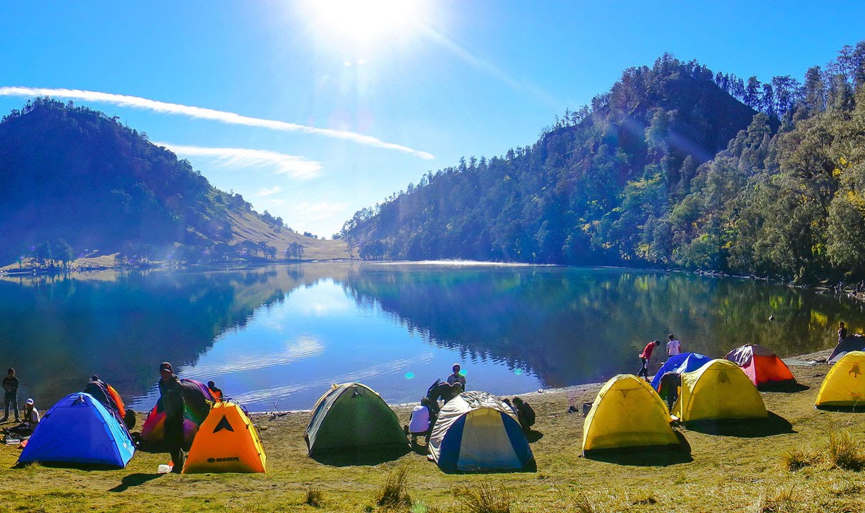 rest area of ranu kumbolo before hiking semeru mountain