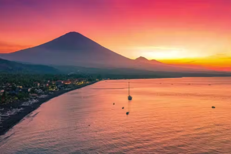 beautiful sunset view from amed bali